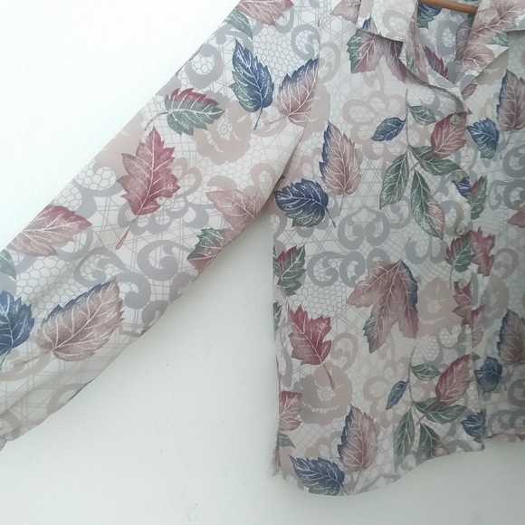 Vintage Allison Daily Petites Fall Leaves Blouse, 8P - Picture 2 of 10